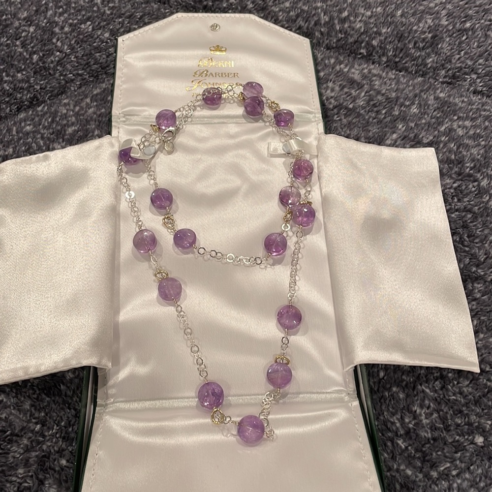 Gorgeous Sterling silver with 14 karat gold rings and amethyst necklace - Picture 2 of 3